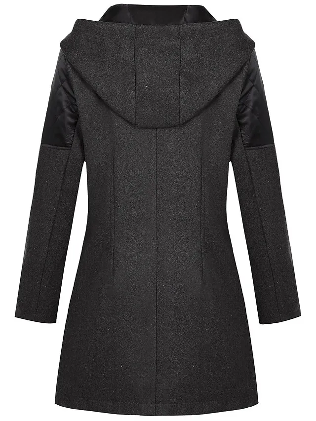 Women's Coat Windproof Warm Outdoor Street Daily Wear Going out Zipper Pocket Zipper Hoodie Fashion Modern Casual Minimalism Plain Regular Fit Outerwear Long Sleeve Fall Winter Navy Black Wine S M L