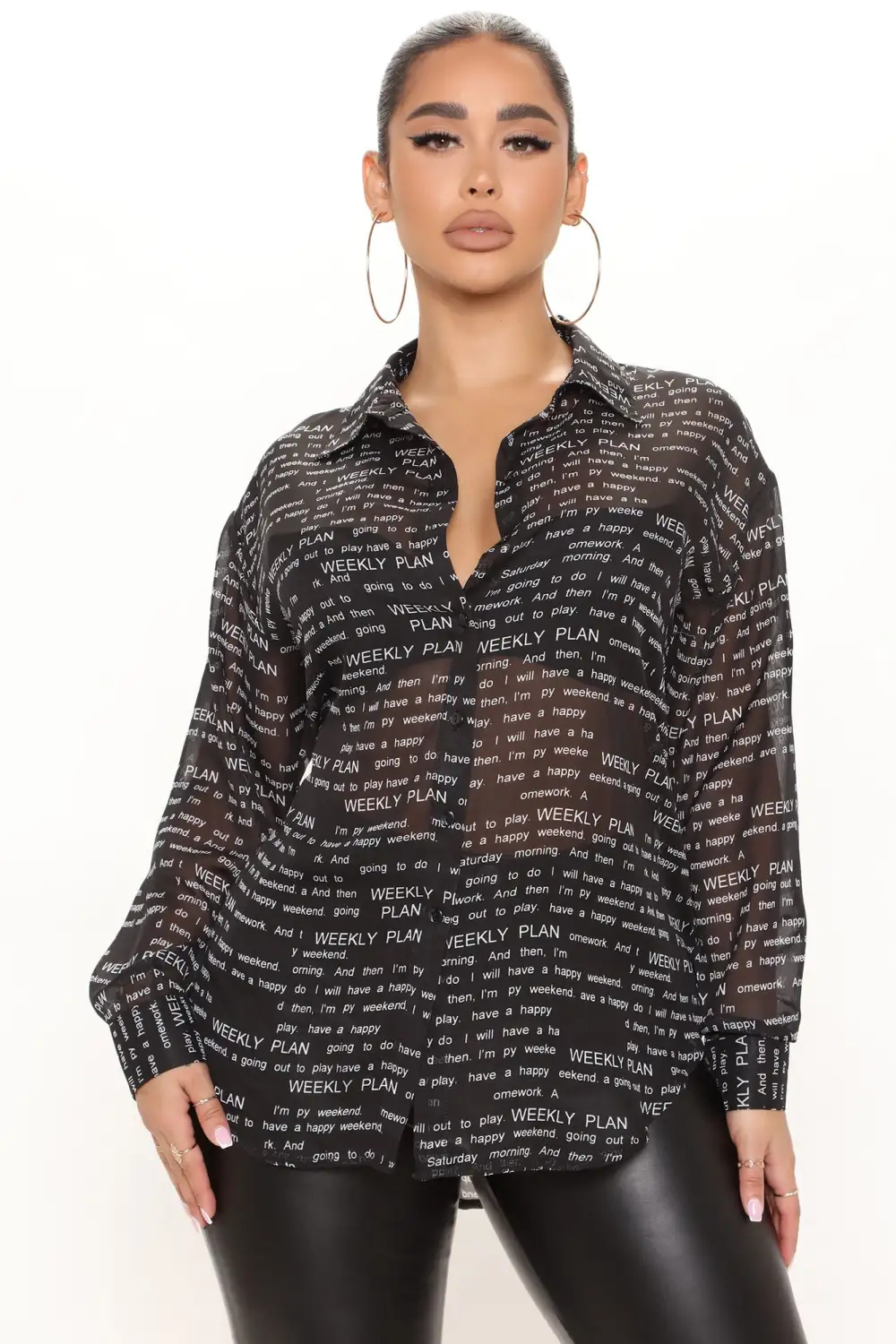 Out To Play Chiffon Shirt - Black/White