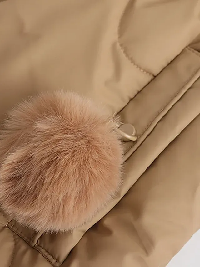 Women's Parka Puffer Jacket Winter Coat Zip up Hooded Coat with Fur Collar Drawstring Thermal Warm Heated Coat Removable Hood Fall Outerwear with Pockets Warm Classic Long Sleeve Light Blue Pink Black