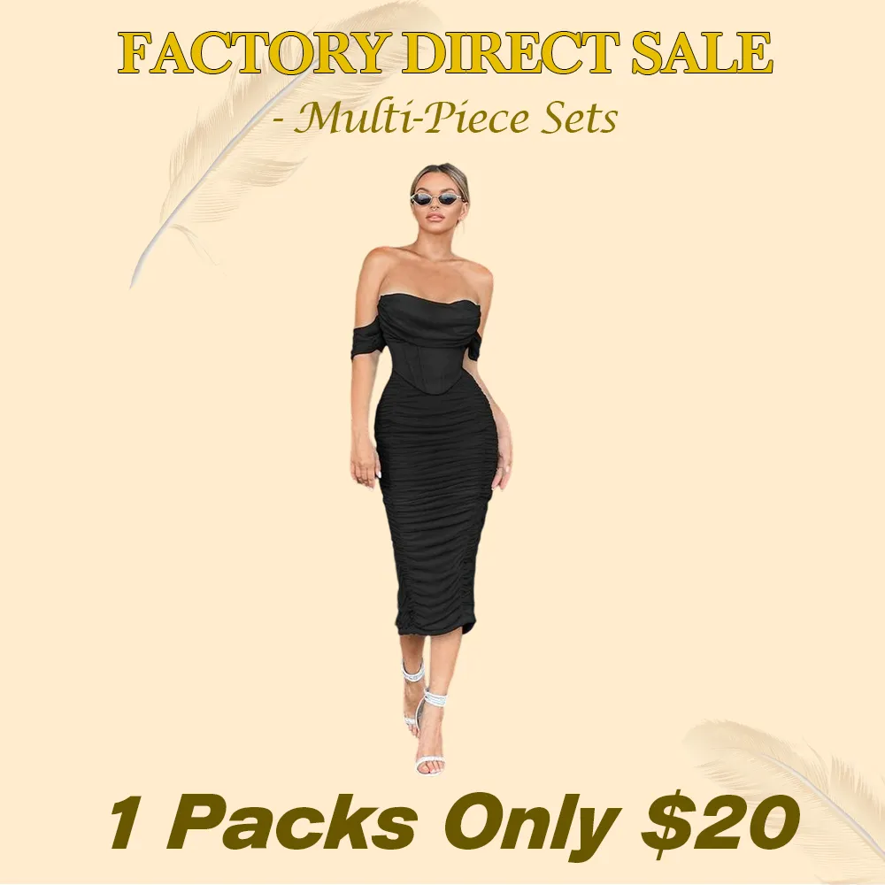 Women's Off The Shoulder Cocktail Midi Dress with Built-in Bra Ruched Bodycon Corset for Fall Homecoming Wedding Guest Formal Party - Sleeveless
