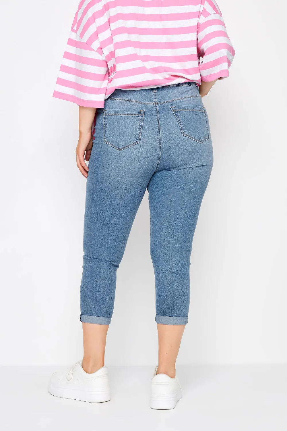 YOURS Curve Light Blue Turn Up Cropped GRACE Jeggings