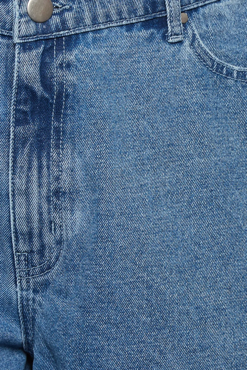 Curve Mid Blue Ripped Floaty Denim Shorts