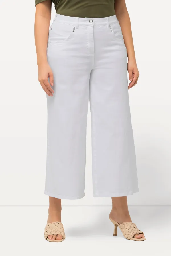 Jeans-Culotte, wadenlang, weites Bein, Marlenehose
