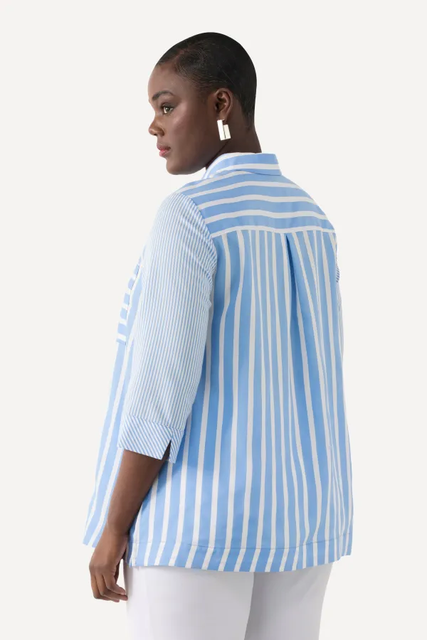 Hemdbluse, Lyocell-Mix, A-Linie, Hemdkragen, 3/4-Arm