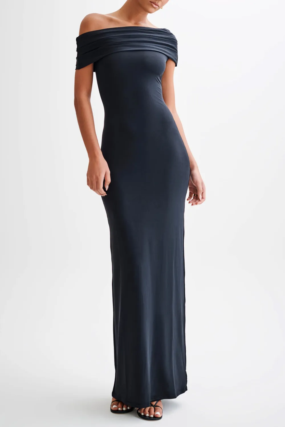 Off Shoulder Slinky Maxi Dress