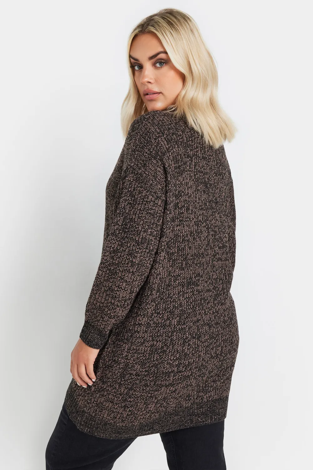 YOURS Curve Black & White Essential Knitted Jumper