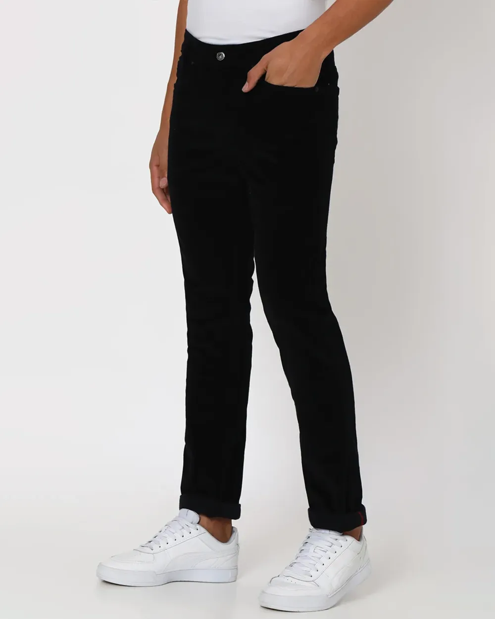 Classic Daily Slim-Fit Straight-Leg Navy Cotton Trousers