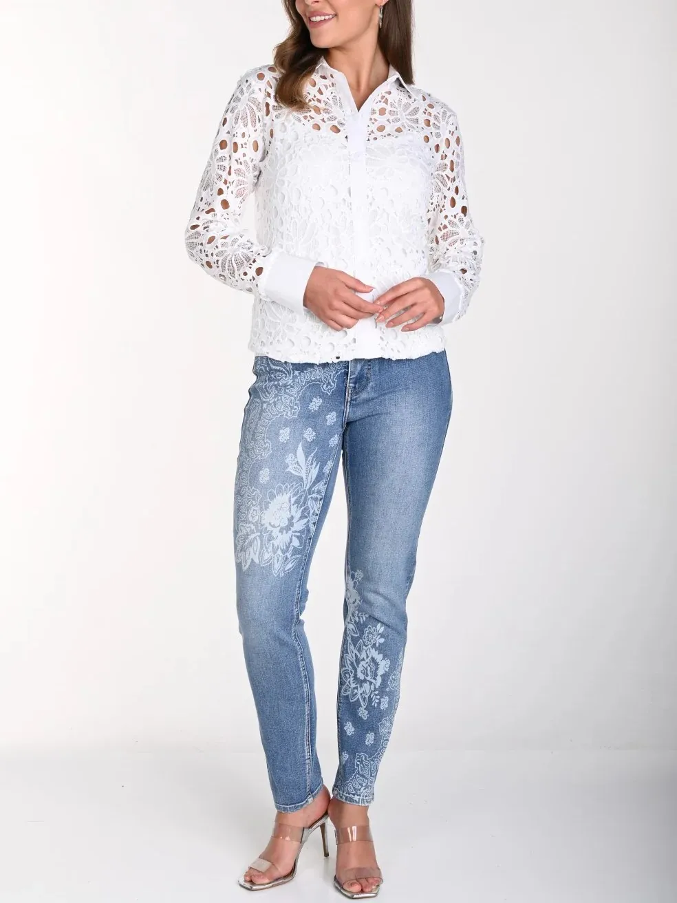 Light Blue Embroidered Denim Jeans