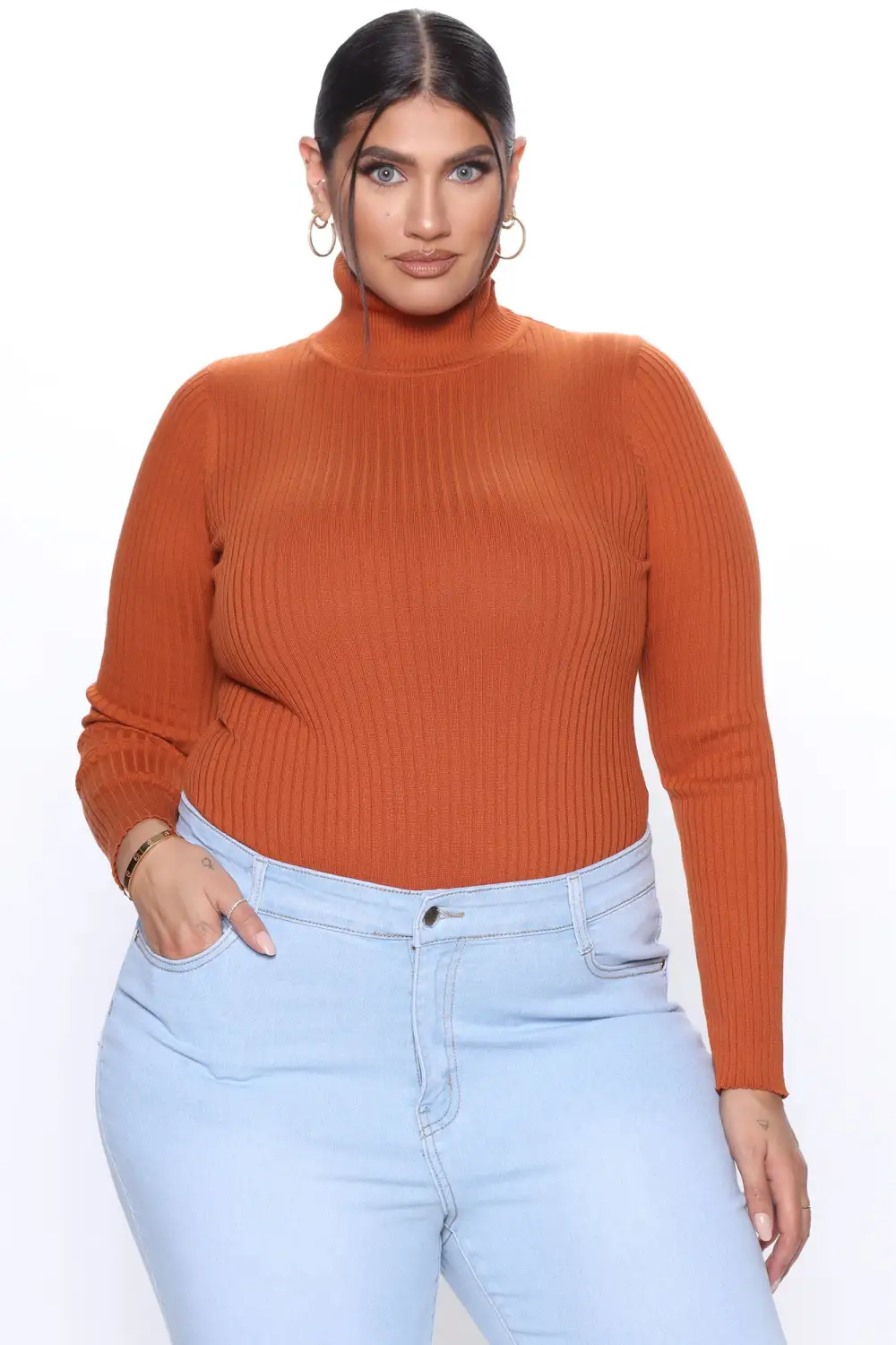 Make My Life Complete Sweater Bodysuit - Rust