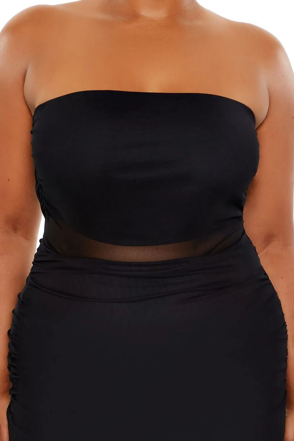 Plus Size Sheer Tube Maxi Dress