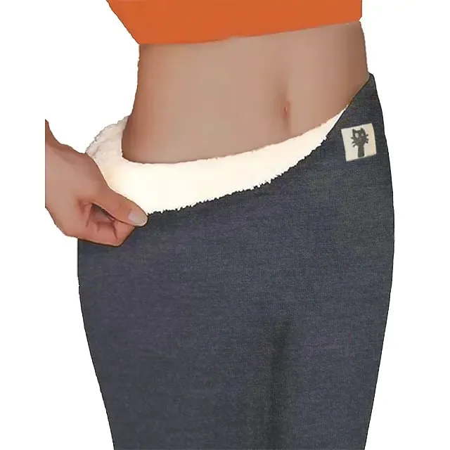 Women‘s Fleece Lined Leggings Winter Leggings Thermal Warm High Elasticity Yoga Fitness Gym Workout Tights Dark Grey Black Dark Black Sports Activewear  / Athletic / Athleisure