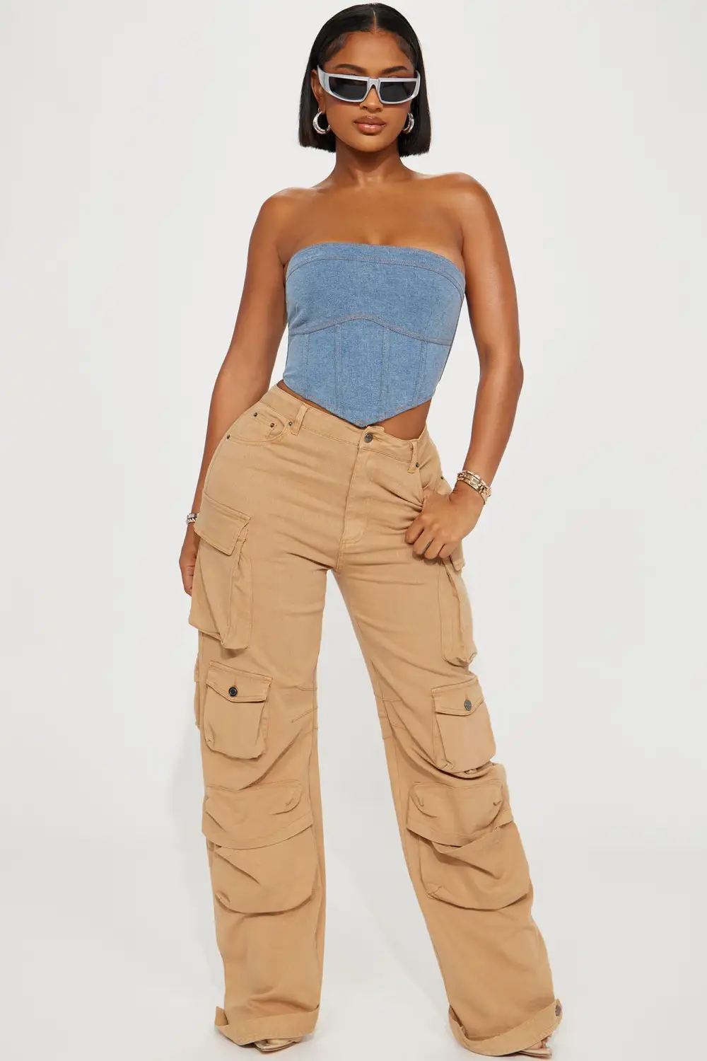 Fueling Temptations Denim Corset Top - Light Wash