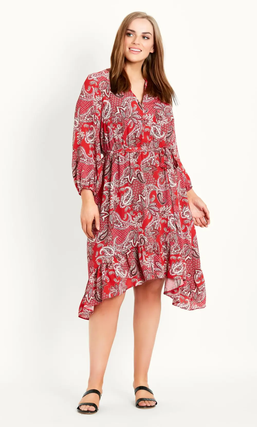 Evans Red Paisley Print Midi Dress