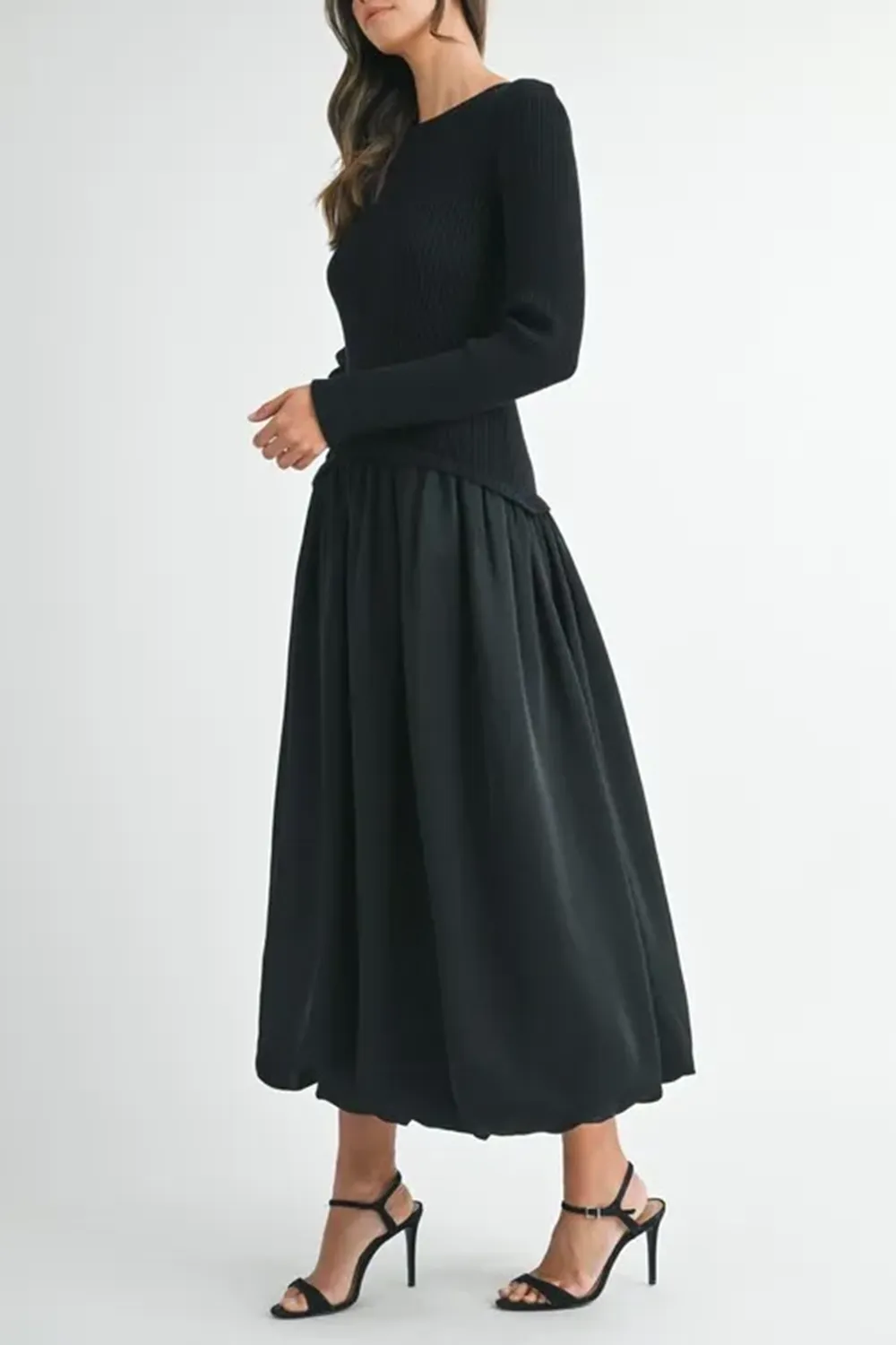 Minimalist Temperament Black Sweater Dress