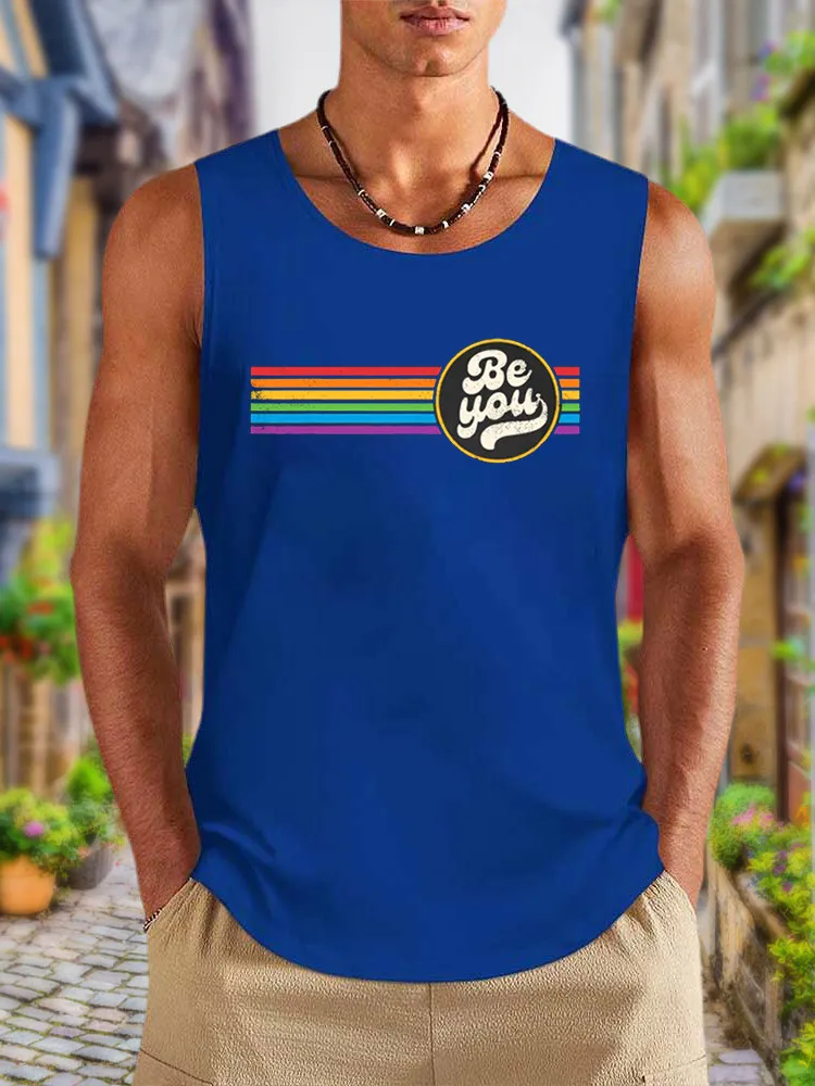 Men'S LGBTQ Be Kind Gay Pride LGBT Ally Rainbow Flag Retro Vintage Vests