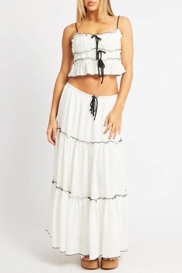 White Tiered Maxi Skirt