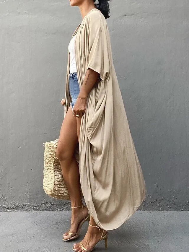 Women's Swimwear Cover Up Beach Top Normal Swimsuit Lace up Pleated UV Protection Pure Color Black White Red Royal Blue Beige V Wire Bathing Suits New Vacation Holiday