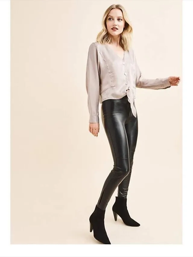 Women's Skinny Ankle-Length PU Artificial Leather Stretchy Mid Waist Streetwear Basic Party Daily Black Army Green S M Winter Spring &  Fall