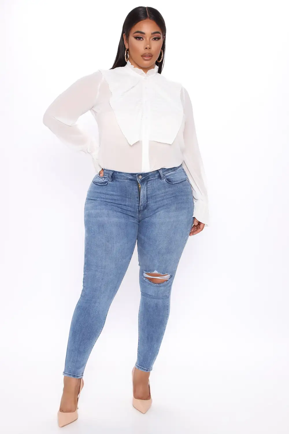 Looking For My Check Ruffle Shirt - White