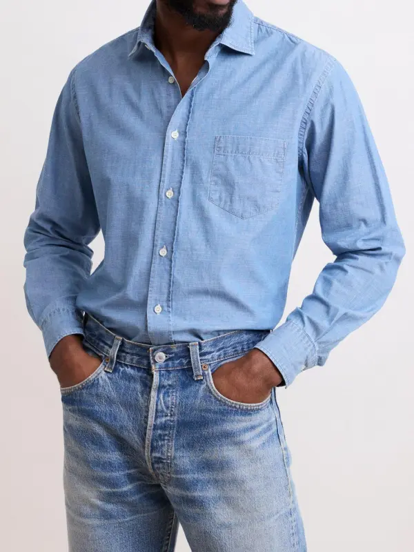 Casual Soft And Comfortable Indigo Blue Shirt