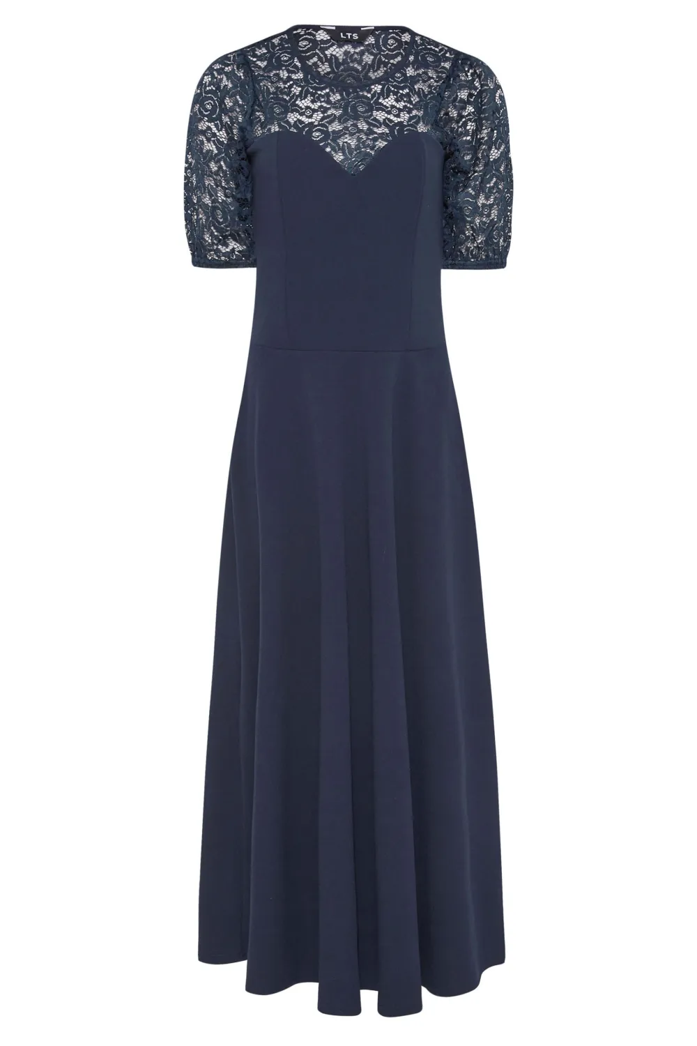 LTS Tall Dark Blue Lace Midi Dress