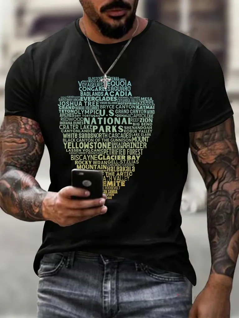 Men'S T-Shirt Pure Cotton Men'S 63 National Park Ranger Print T-Shirt