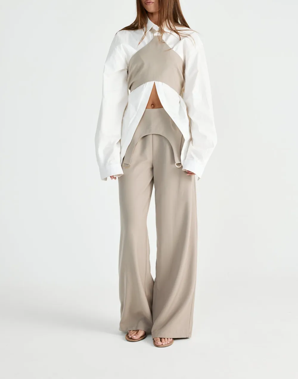 Designer High-Waist Wide-Leg Pants