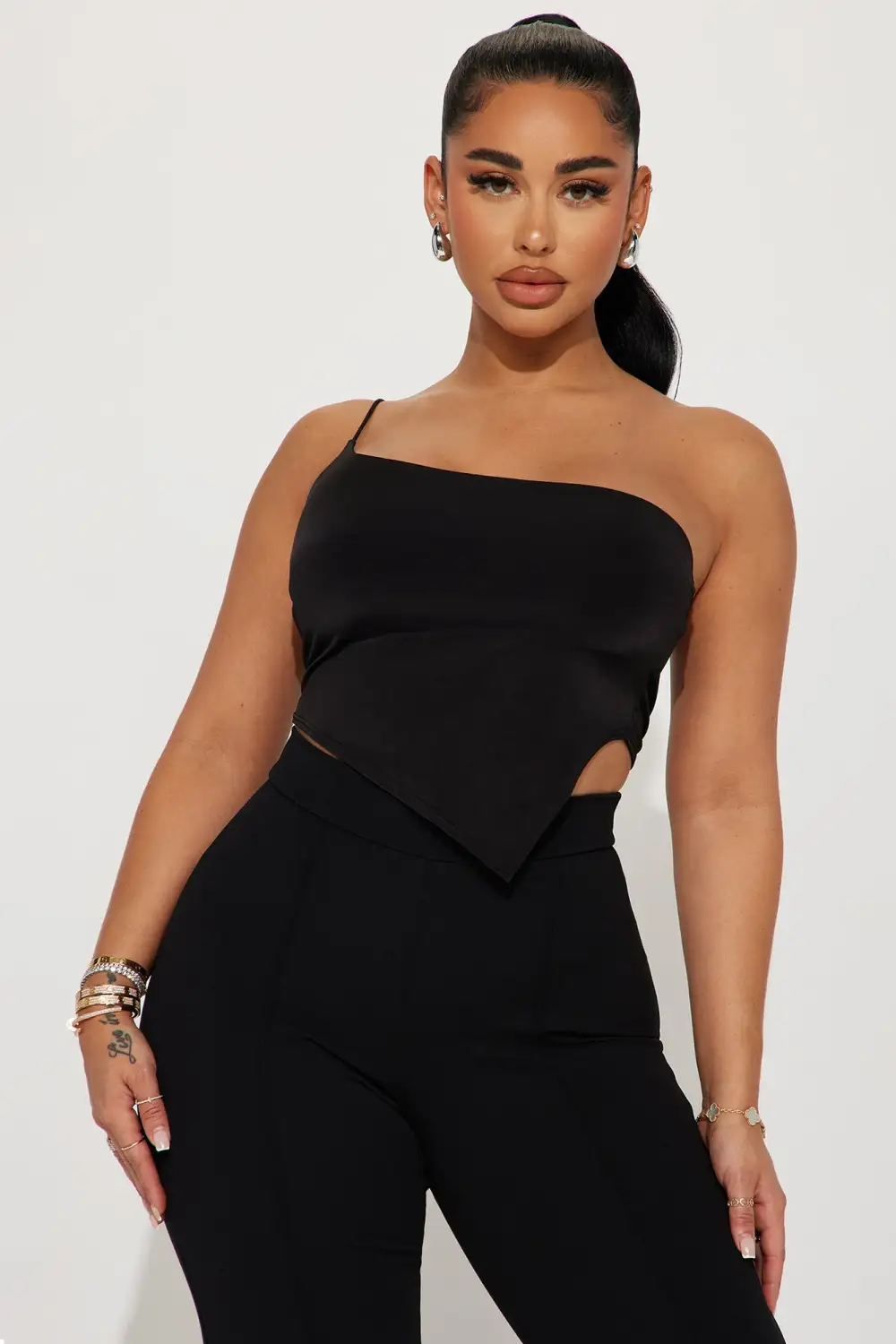 Can't Compare One Shoulder Top - Black