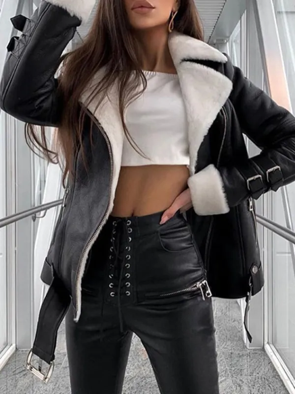 Black Long Sleeve Lapel Jacket