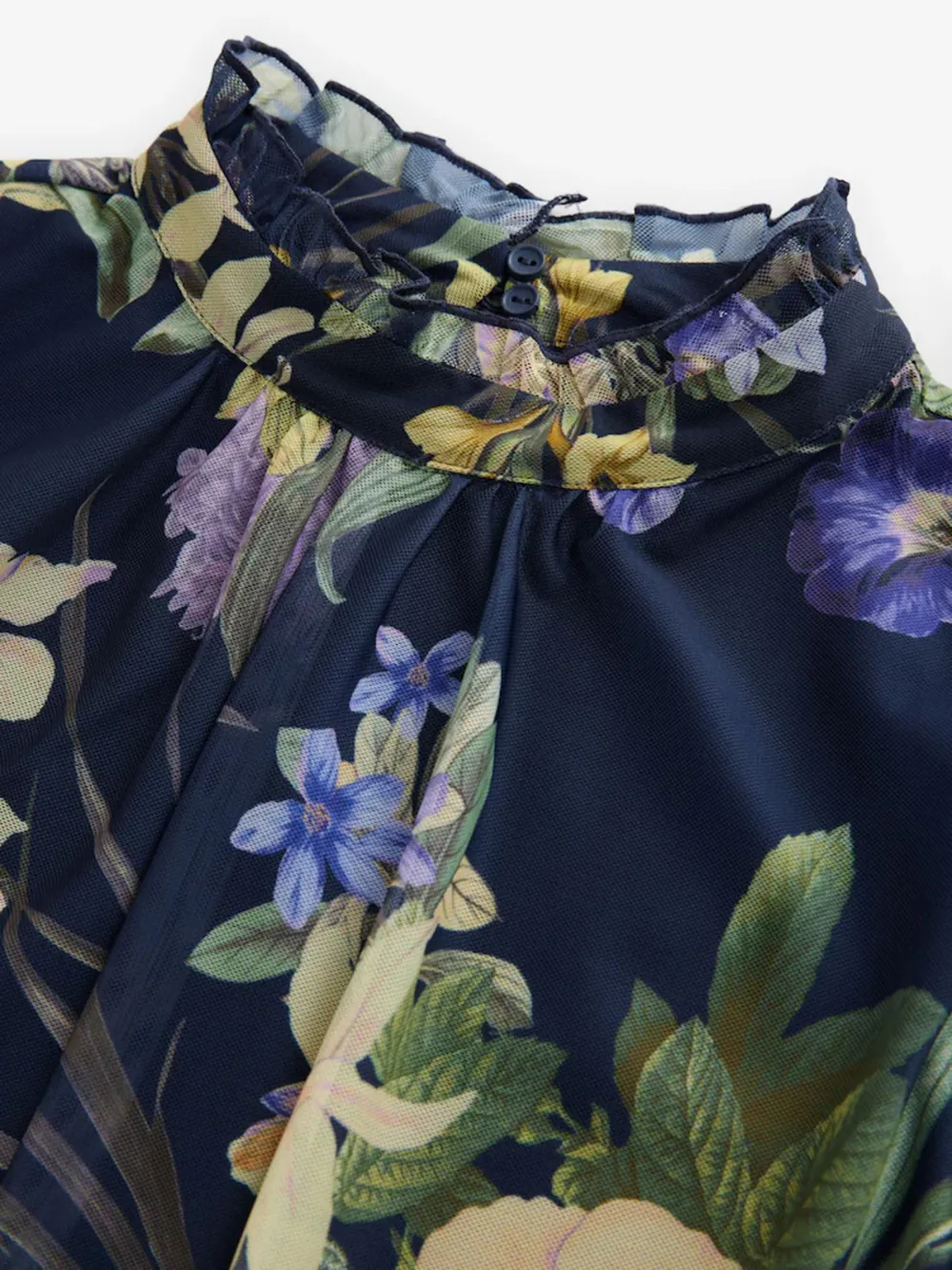 Retro Art High-Neck Floral Printed Dress