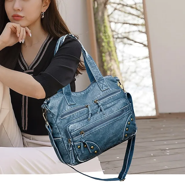 Women's Crossbody Bag Shoulder Bag Crossbody Bag Shoulder Bag PU Leather Outdoor Daily Zipper Lightweight Durable Solid Color Blue