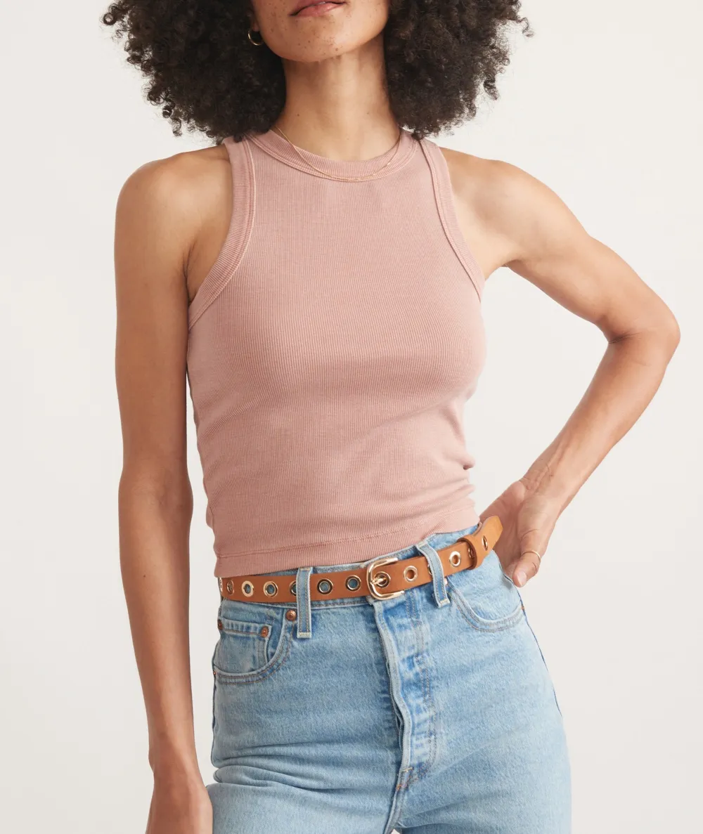 Blush Pink High Neck Crop Tank