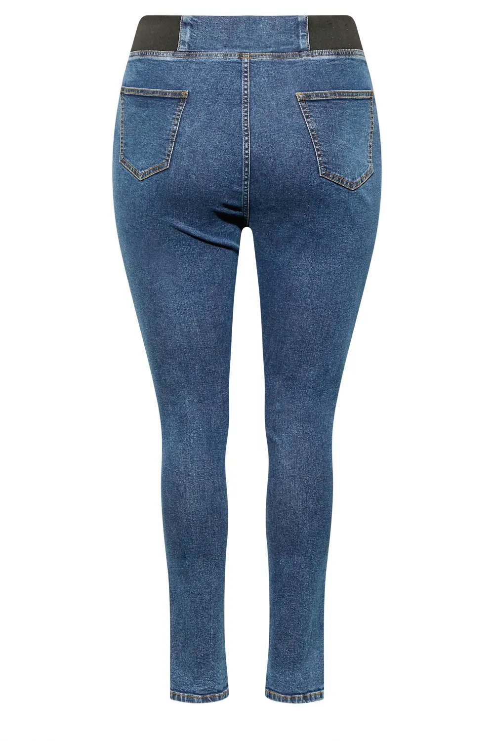 YOURS Curve Blue Elasticated Insert Split Hem Stretch Jeggings