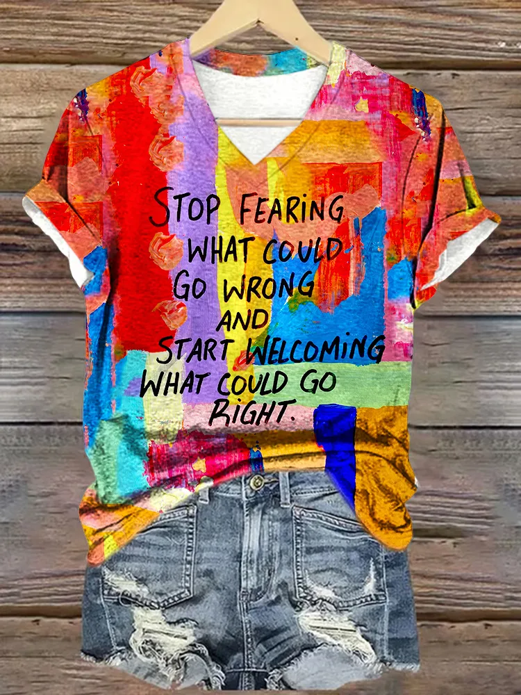 Women'S Stop Fearing What Could Go Wrong And Start Welcoming What Could Go Right T-Shirt