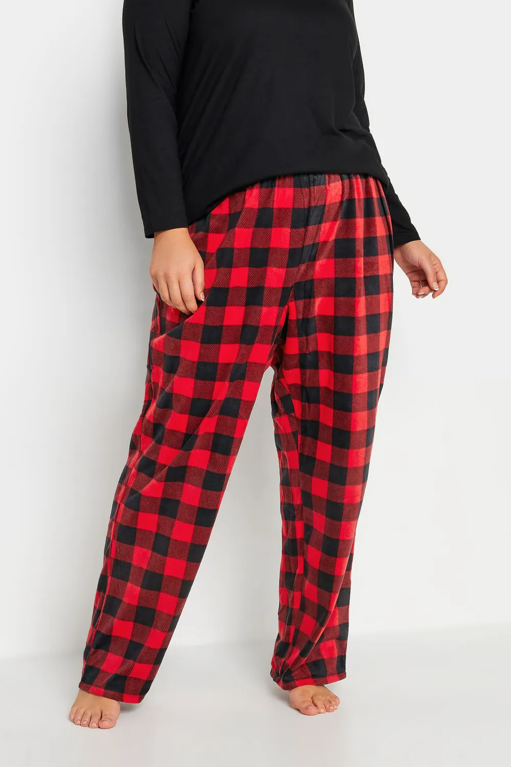 YOURS Curve Red Tartan Print Pyjama Bottoms