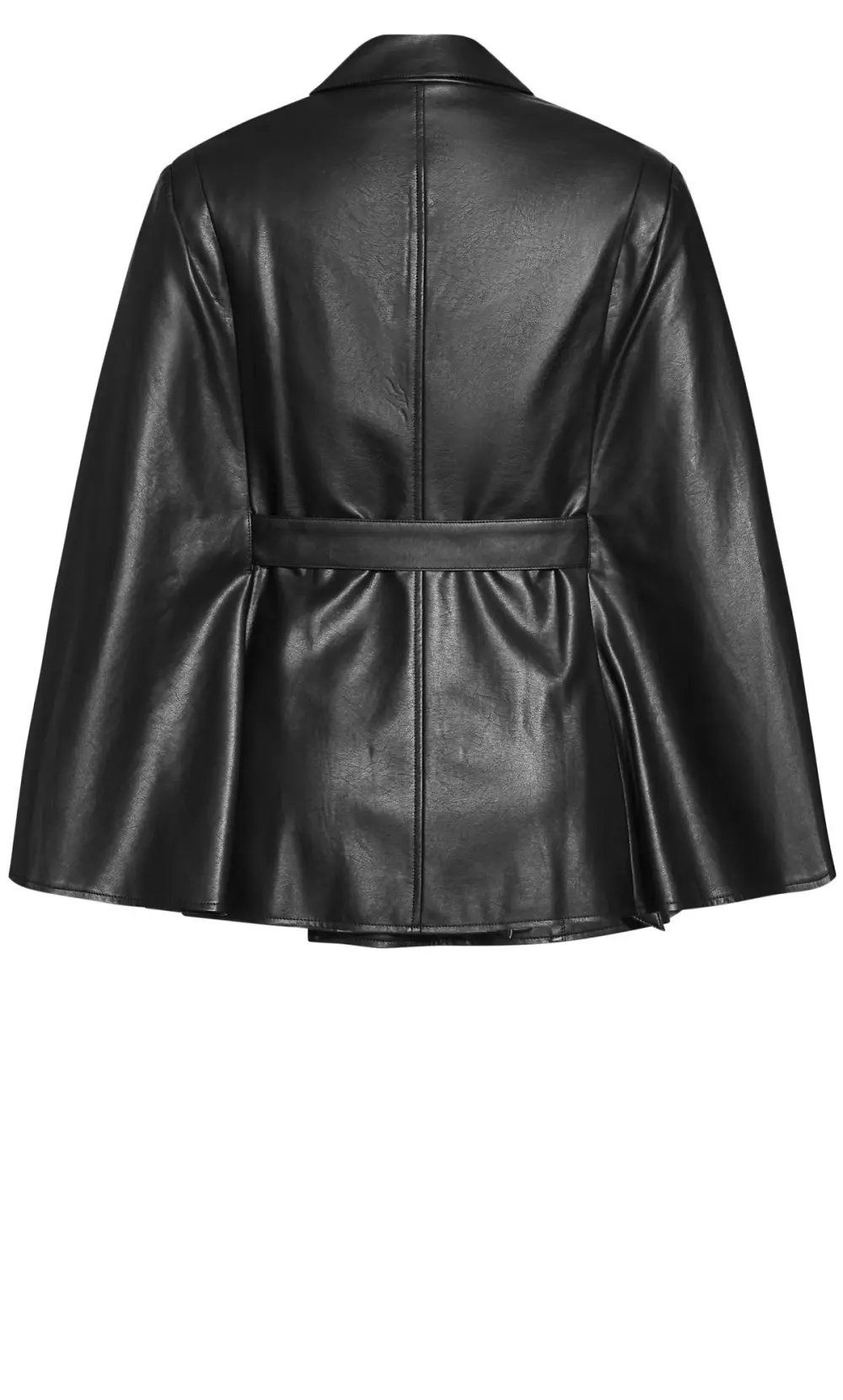 Evans Black Faux Leather Cape Jacket