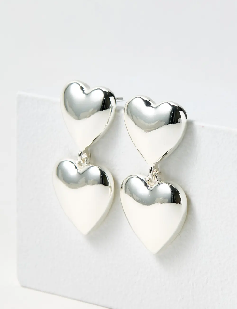 Cute And Energetic Heart-Shaped Silver Earrings