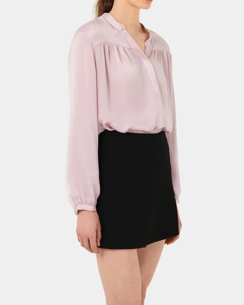 Hammered Satin V-neck Blouse