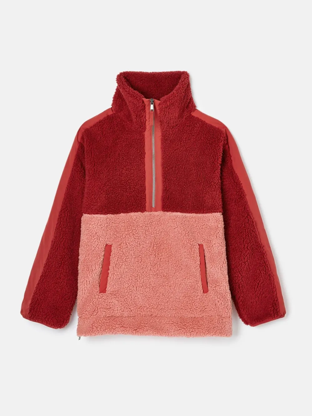 Color Block Pink Quarter Zip Fleece