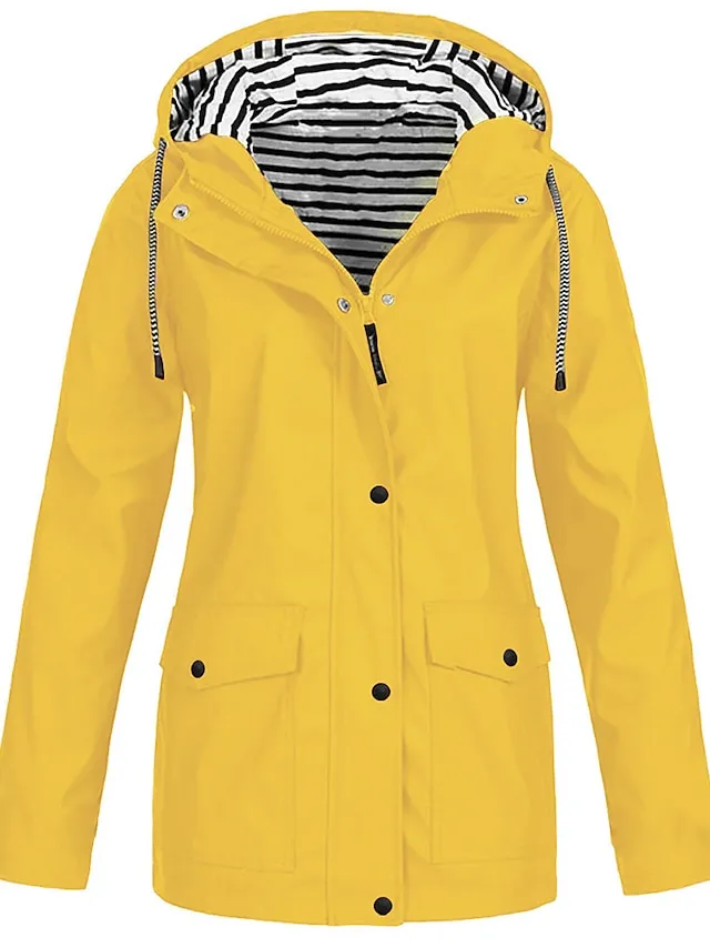 Women's Rain Jacket Fall Waterproof Outdoor Hiking Coat Zipper Windproof Hoodie Jacket Winter  Warm
