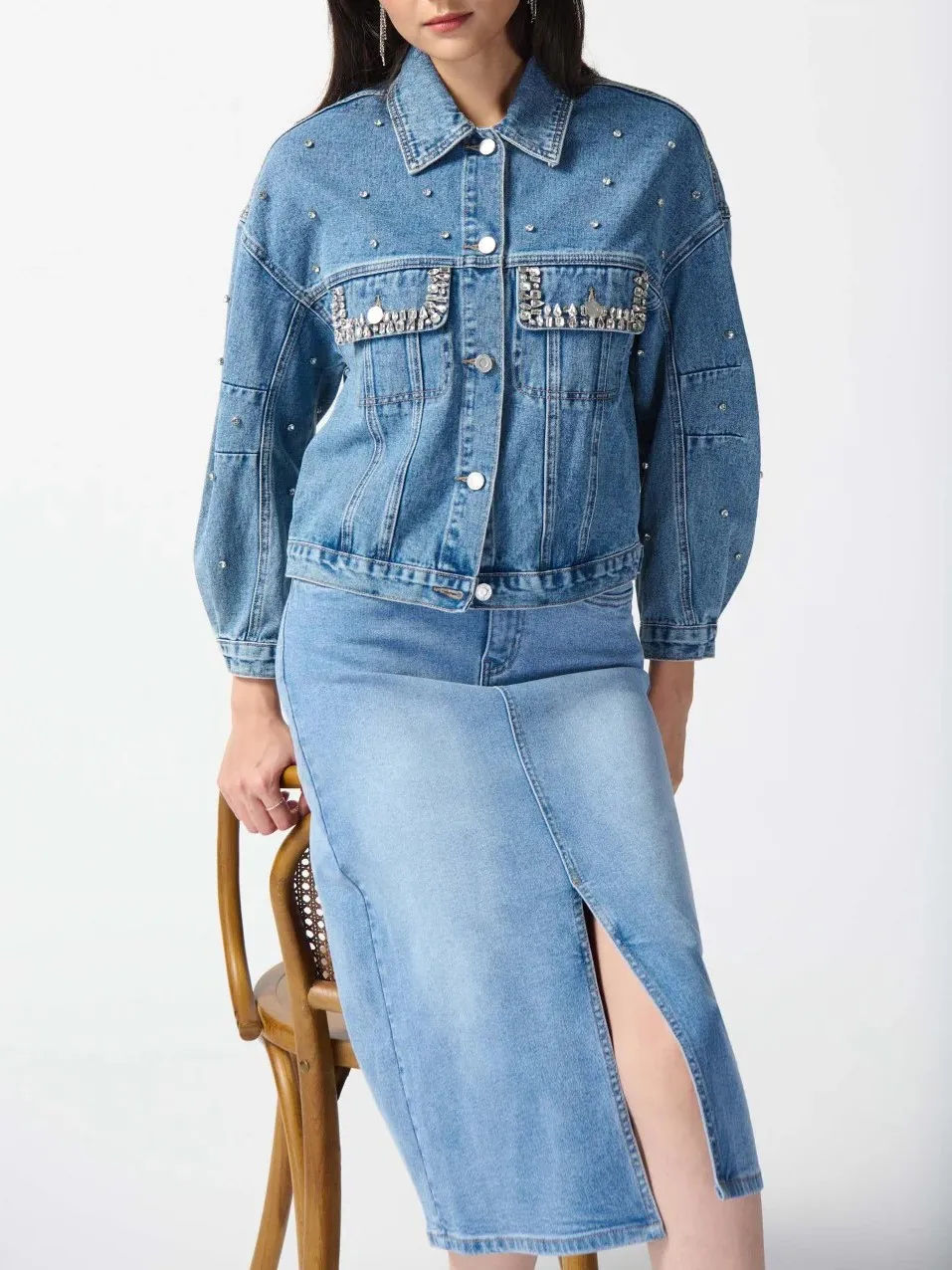 Embellished Light Blue Denim Jacket