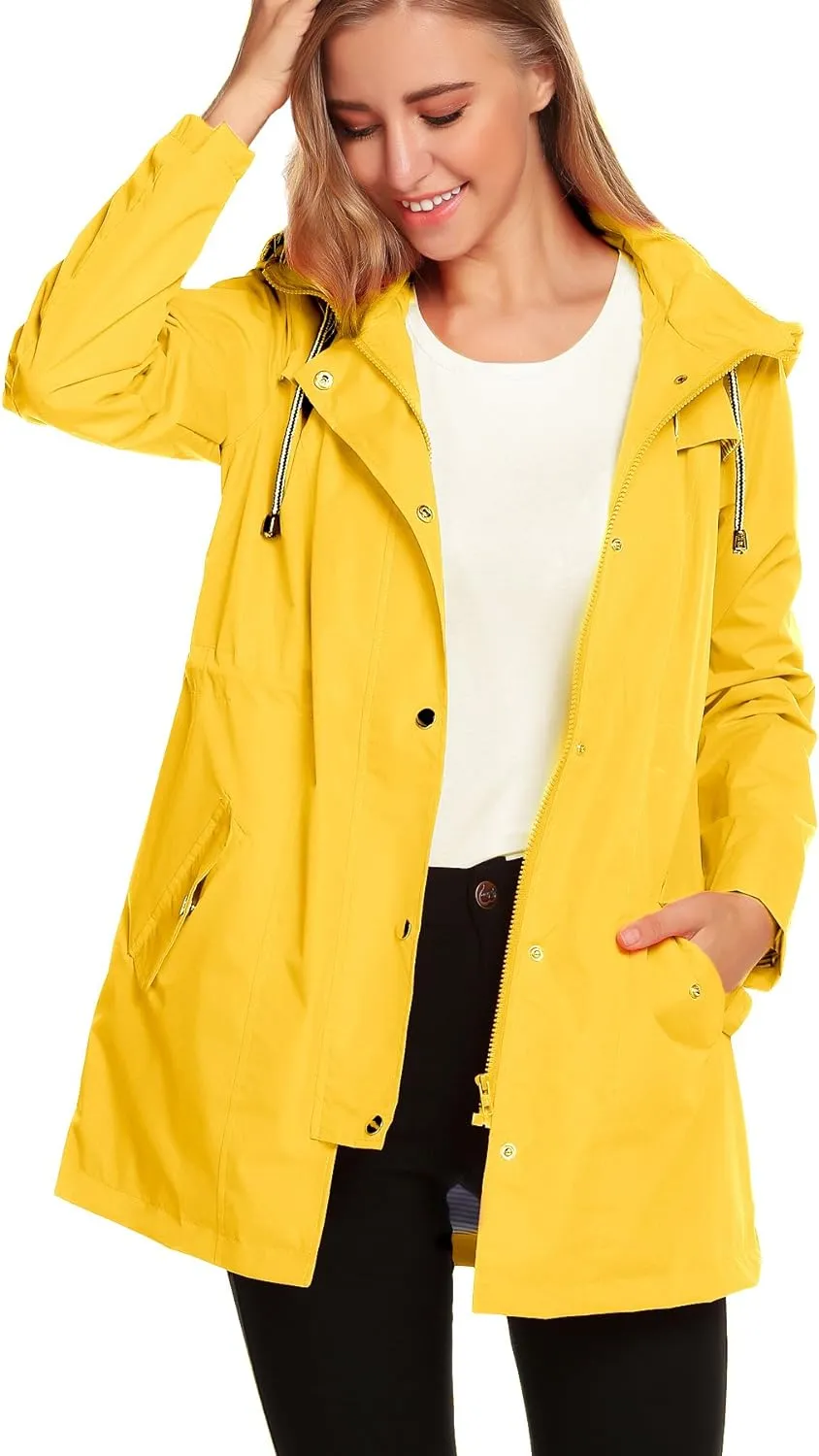 Womens Lightweight Hooded Waterproof Active Outdoor Rain Jacket S-XXL