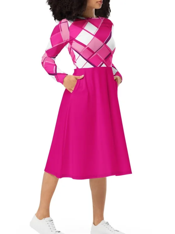 Casual Plaid Long Sleeve Dress