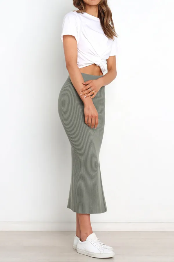 EASYGOING MIDI PLEATED LINEN SKIRT