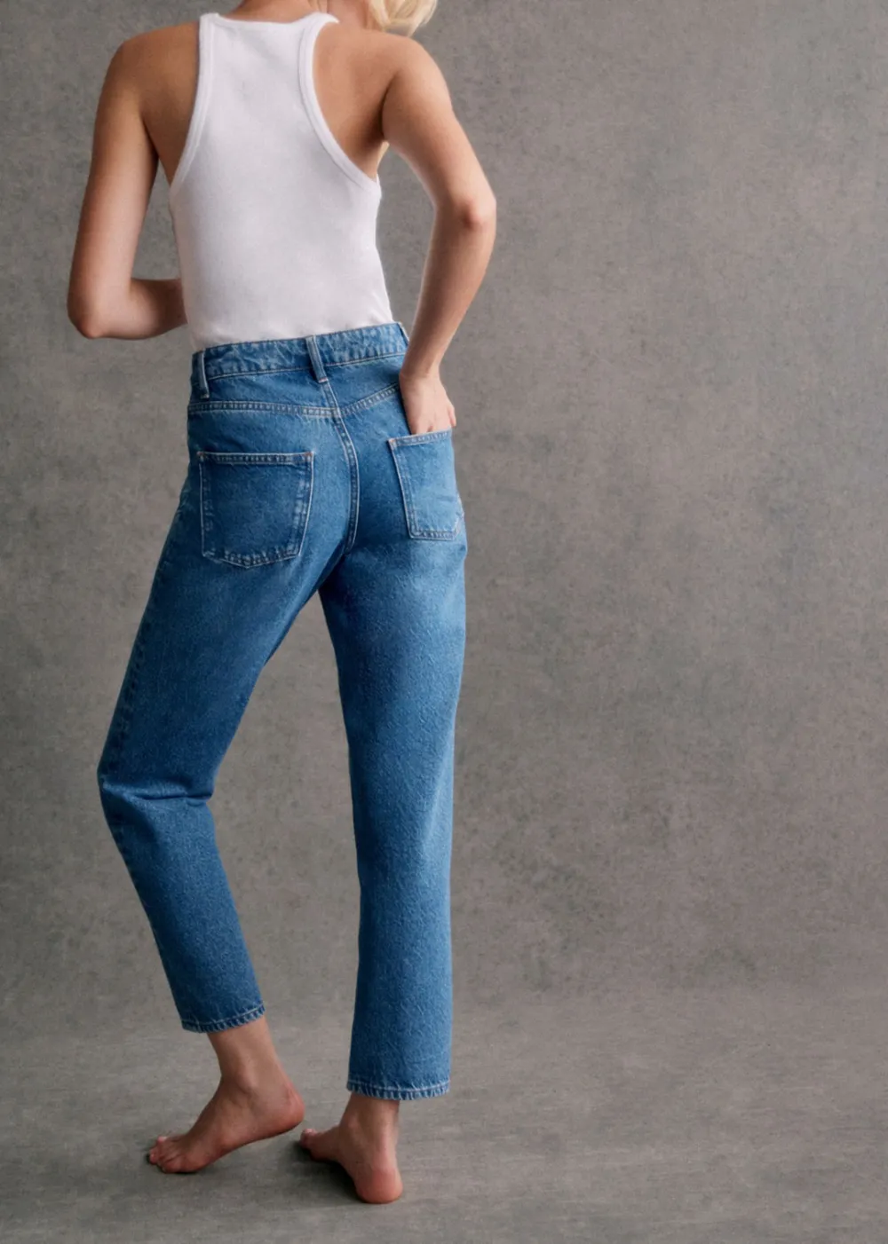 Mid-Rise Wide-leg Denim Trousers