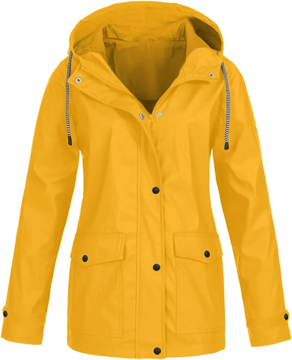 Rain Jackets For Women Waterproof With Hood Lightweight Casual Anorak Travel Hiking Coats with Pockets 720