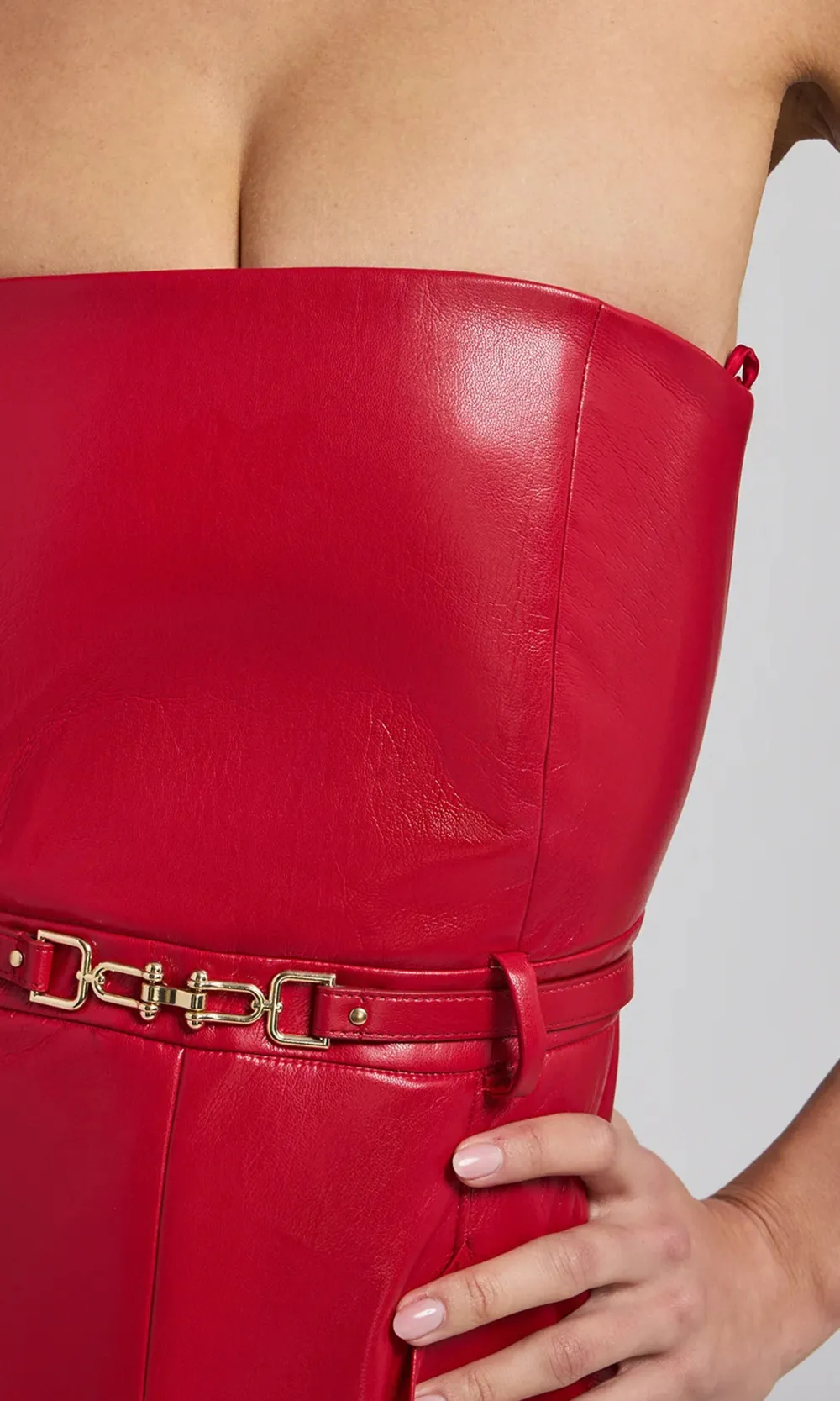 Red Shiny Vegan Leather Jumpsuit