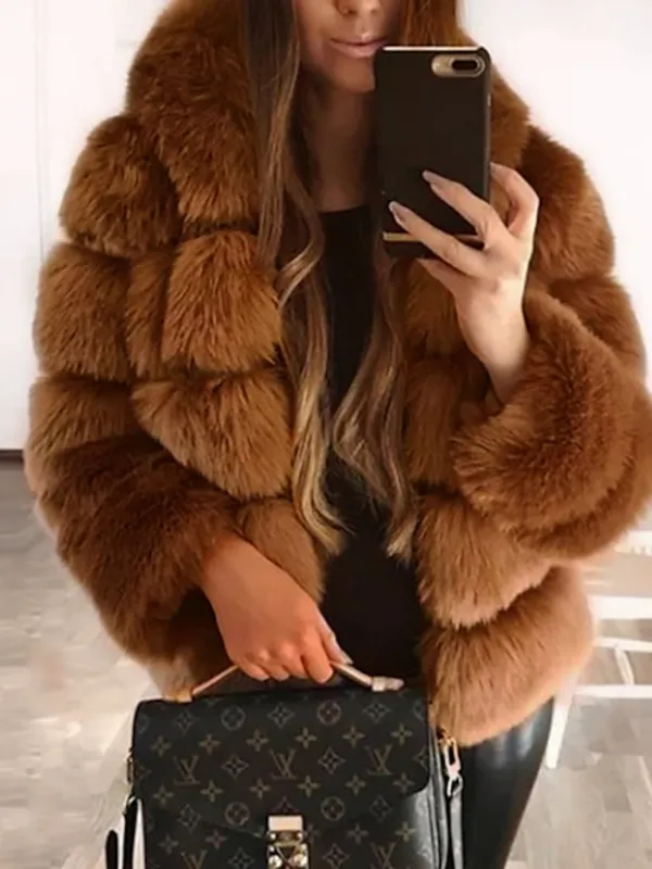 Women's Faux Fur Coat Regular Oversized Coat Sapphire Black Wine Dark Green khaki Party Party Fall Hoodie Regular Fit S M L XL XXL 3XL / Daily