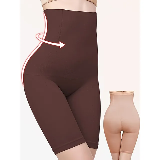 Women's Shorts Seamless High Waisted Bone Undergarments Regular Spring, Fall, Winter, Summer Black Purple Brown Apricot