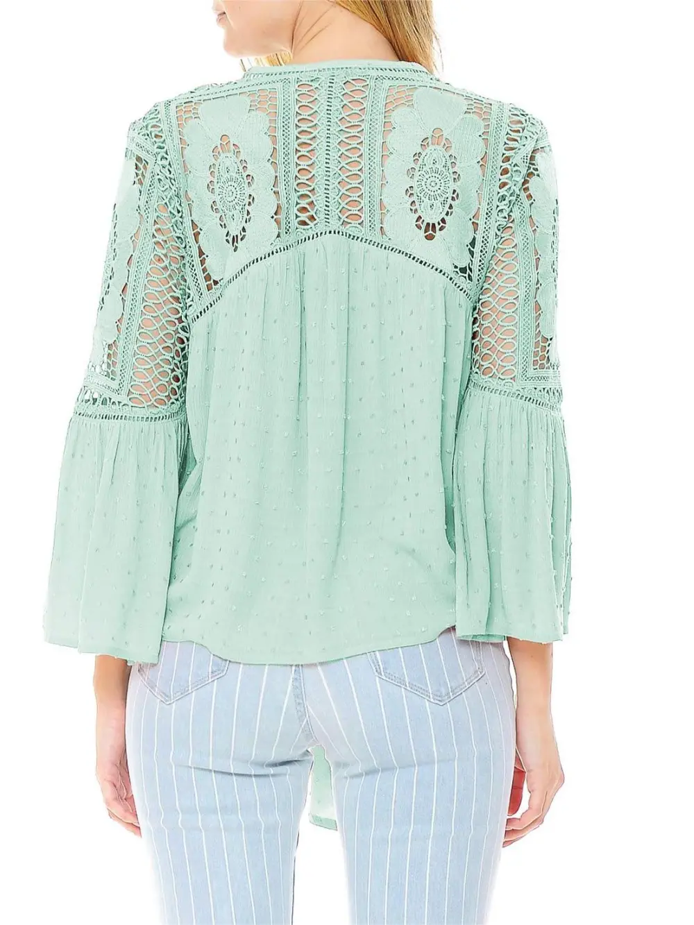Mint Green Crochet - Detail Tie - Front Blouse